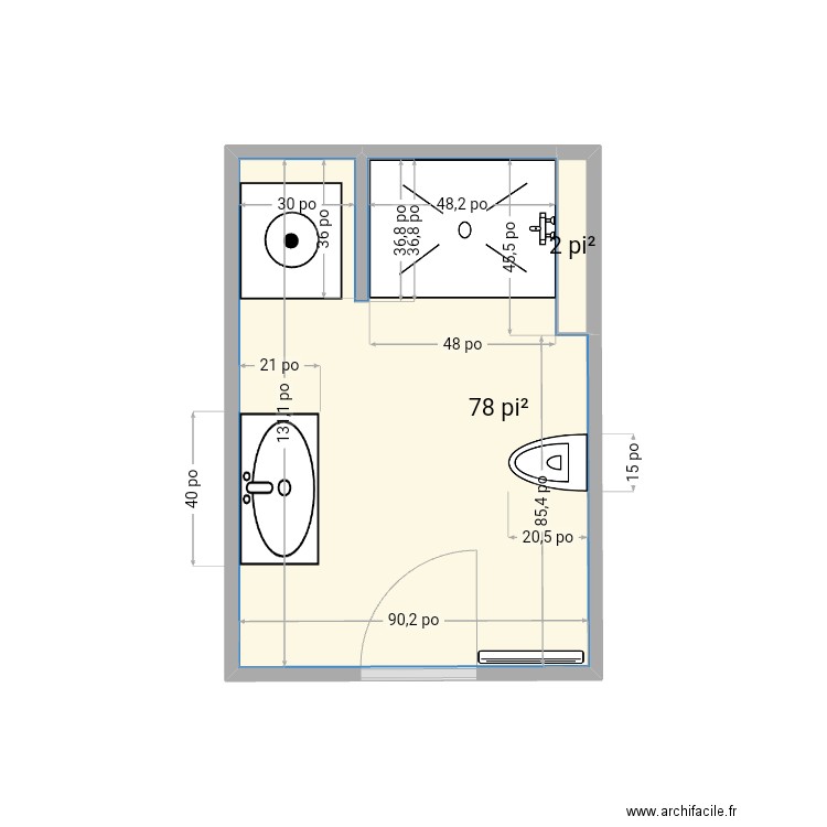 SDB S/S 3. Plan de 2 pièces et 8 m2