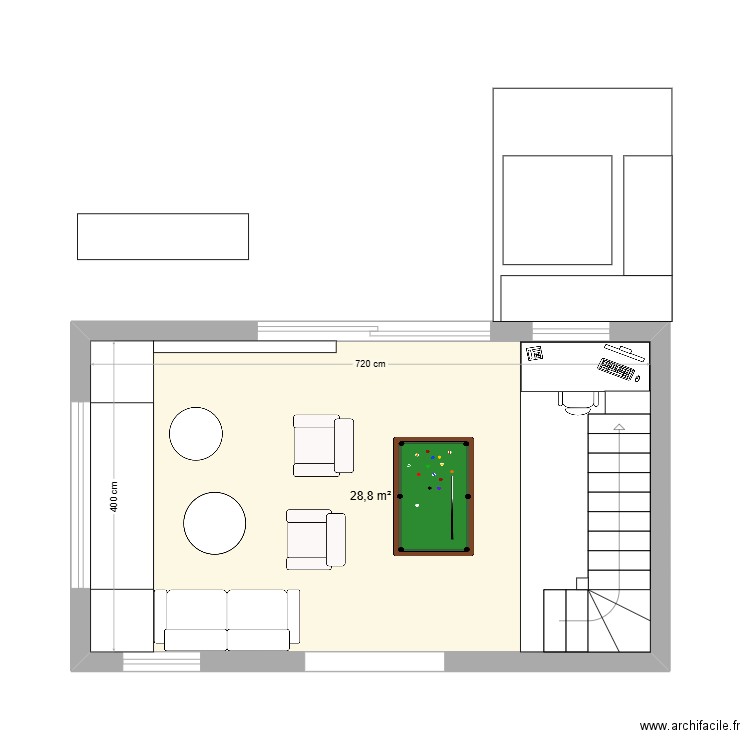 GD SALON 3. Plan de 1 pièce et 29 m2