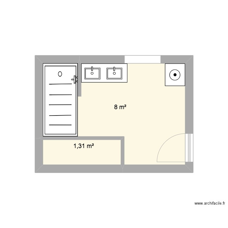 Salle de bain. Plan de 2 pièces et 9 m2