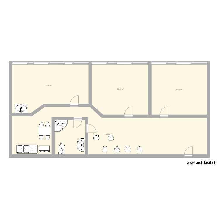 epimeleya. Plan de 4 pièces et 154 m2