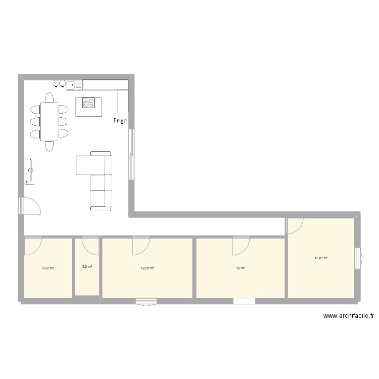 maison. Plan de 5 pièces et 46 m2