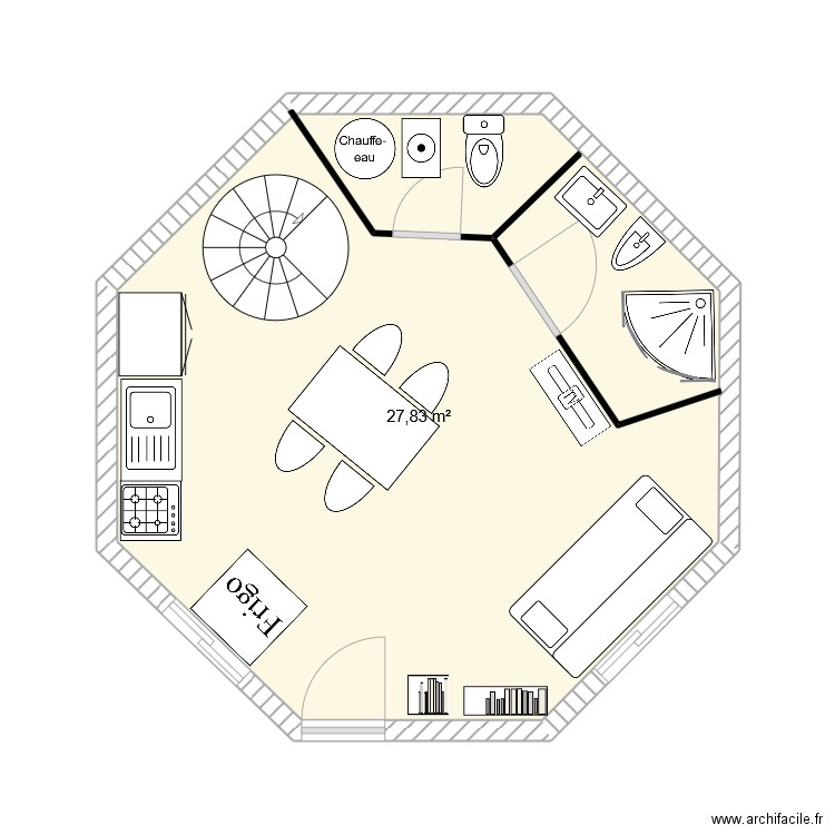 Macabane. Plan de 1 pièce et 28 m2