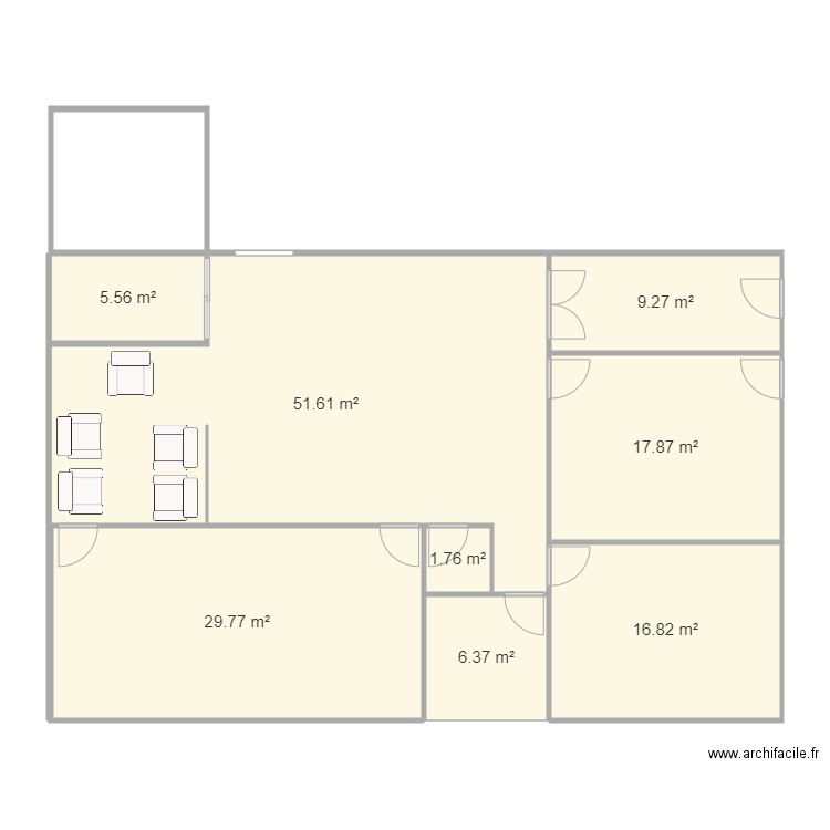 Accueil Collège 1701. Plan de 8 pièces et 139 m2