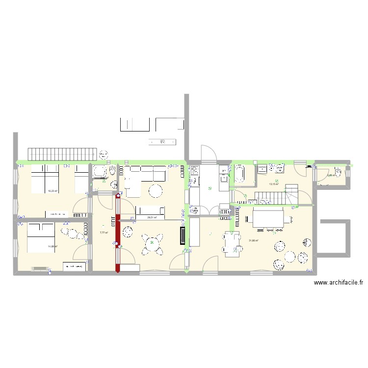 rdc janv 2025. Plan de 8 pièces et 119 m2