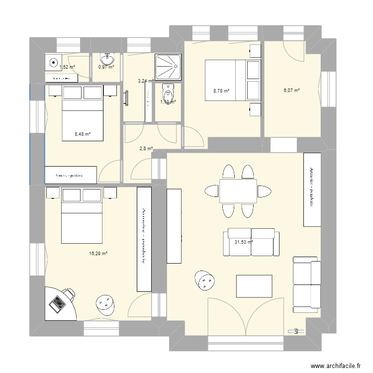 Locquirec 1er étage avec modifs 2. Plan de 10 pièces et 81 m2