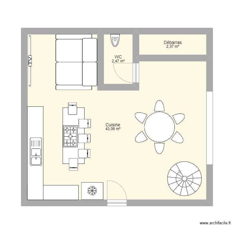 NOUVEAU PROJET RENO +1 n°5. Plan de 3 pièces et 48 m2