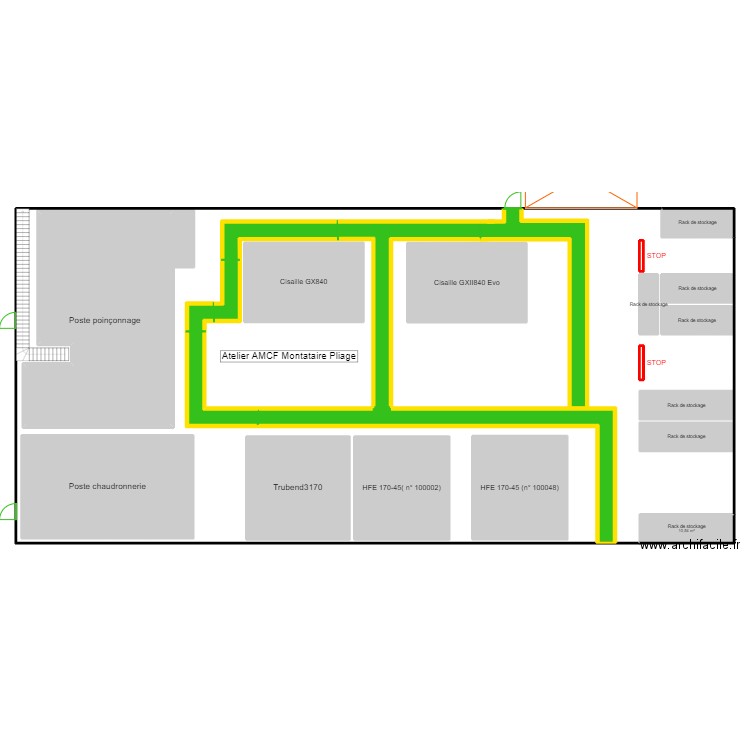 Plan de circulation. Plan de 25 pièces et 1446 m2