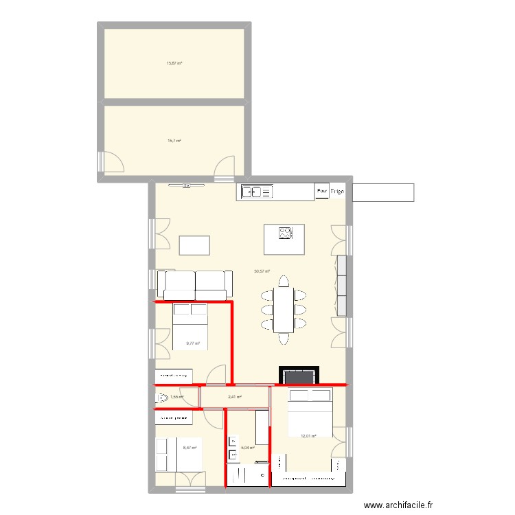 VILLA VIDAUBAN CEDRIC MODIF. Plan de 9 pièces et 121 m2