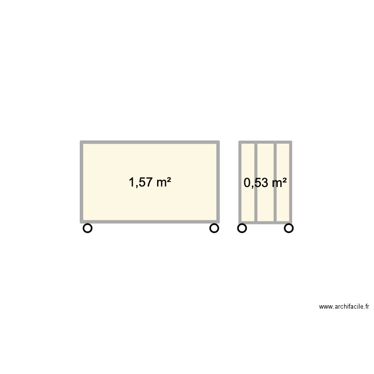 étagère outils de coté 1. Plan de 2 pièces et 2 m2