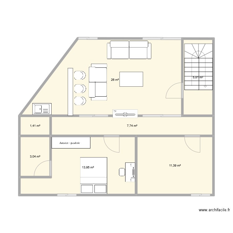 étage SikiloNord. Plan de 7 pièces et 69 m2