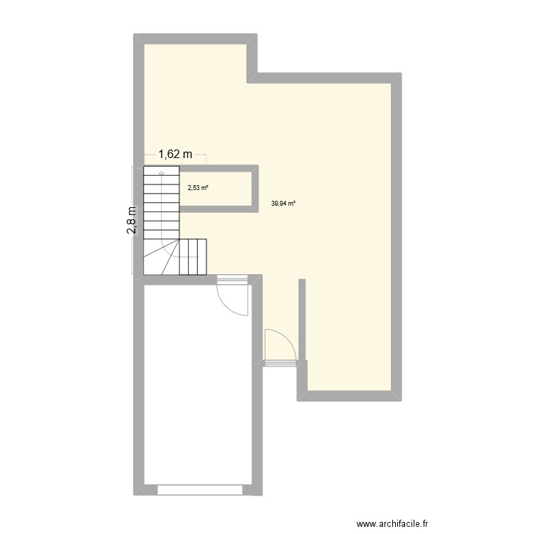 maison. Plan de 2 pièces et 42 m2