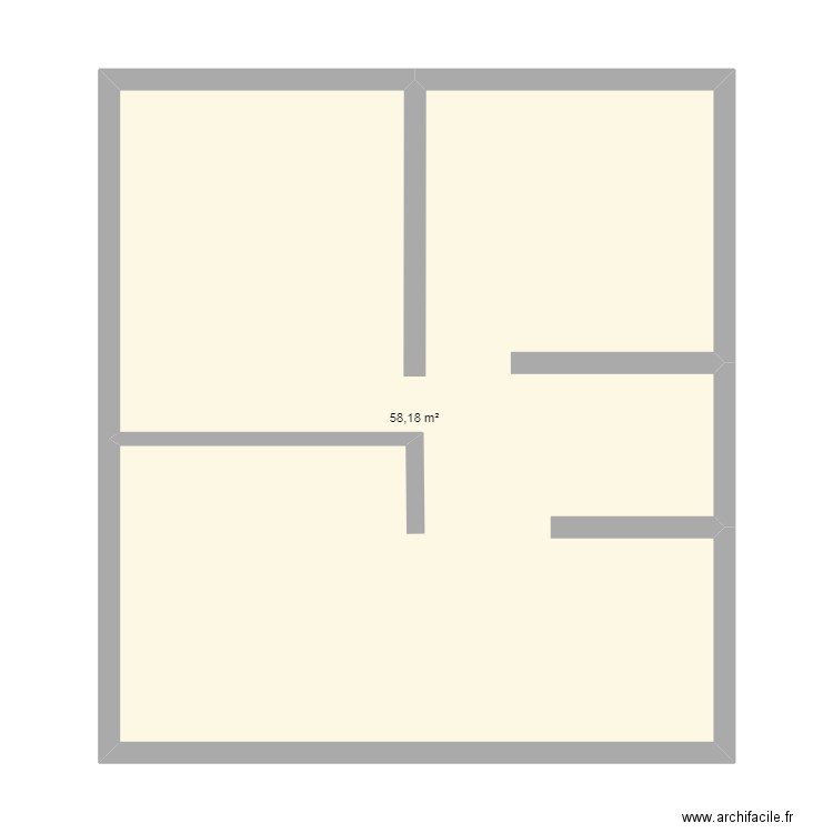 sous sol . Plan de 1 pièce et 58 m2