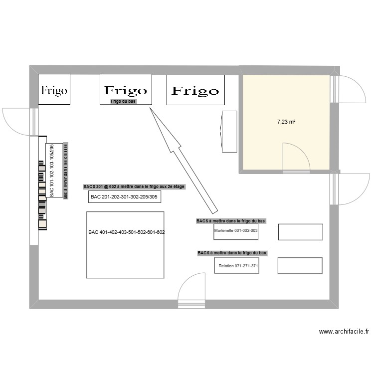 CDPD. Plan de 1 pièce et 7 m2