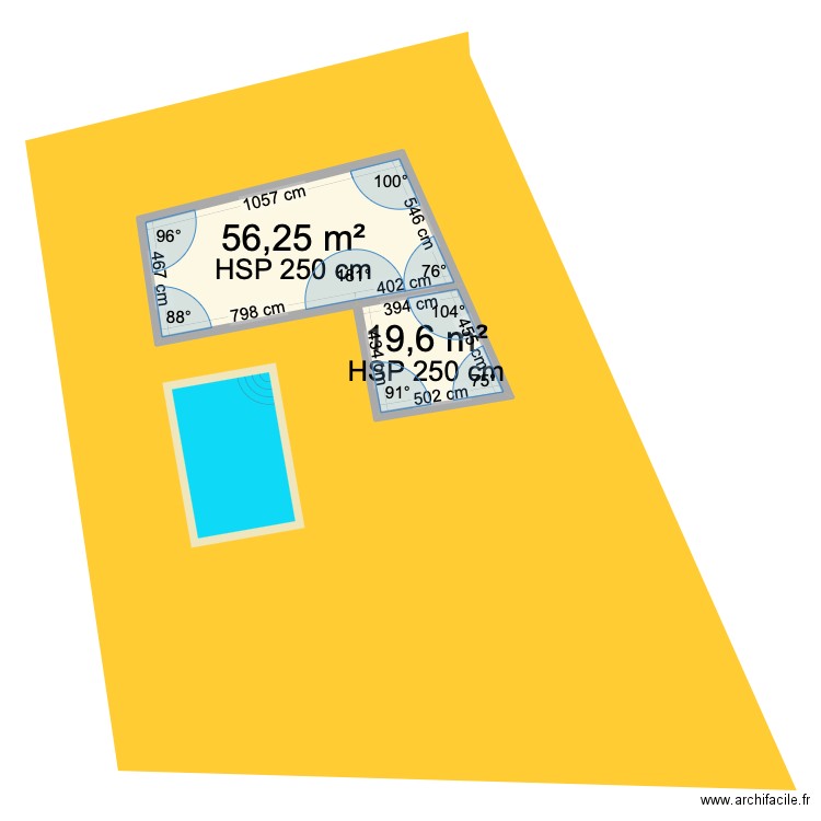 clair soleil. Plan de 2 pièces et 76 m2