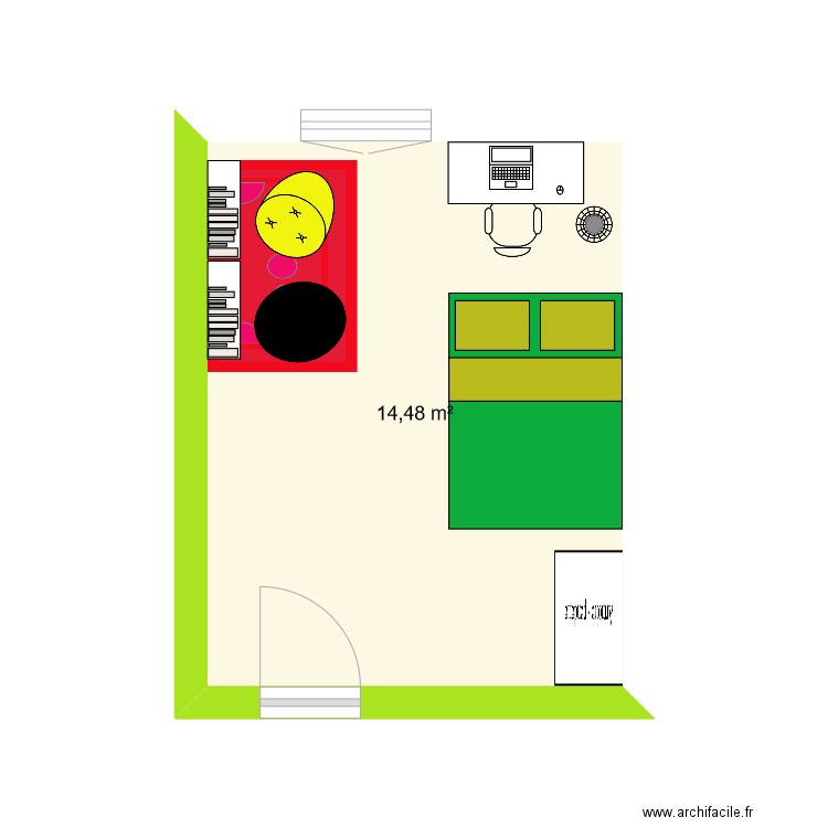 Romane. Plan de 1 pièce et 14 m2