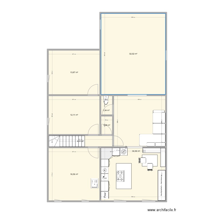 maison Mettet 12. Plan de 8 pièces et 118 m2