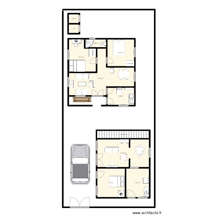 plan. Plan de 11 pièces et 78 m2