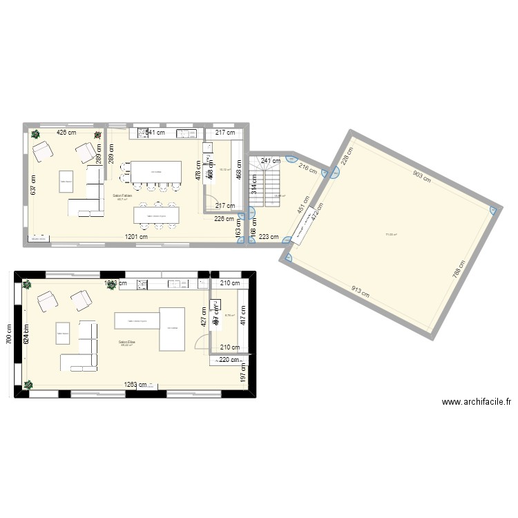 Salon 2. Plan de 7 pièces et 320 m2