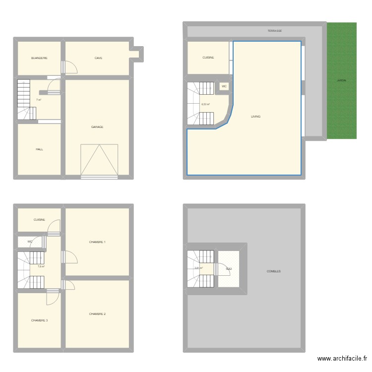 MESANGES 6A. Plan de 19 pièces et 254 m2