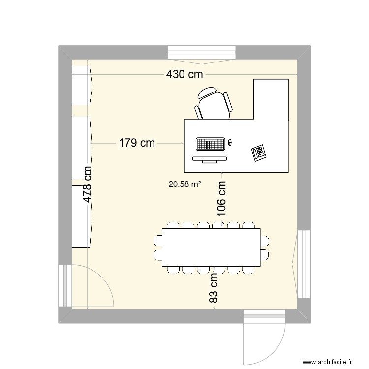 PREF_SGA. Plan de 1 pièce et 21 m2