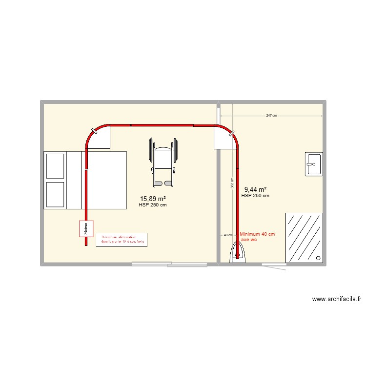 MAVRE VERONIQUE. Plan de 2 pièces et 25 m2