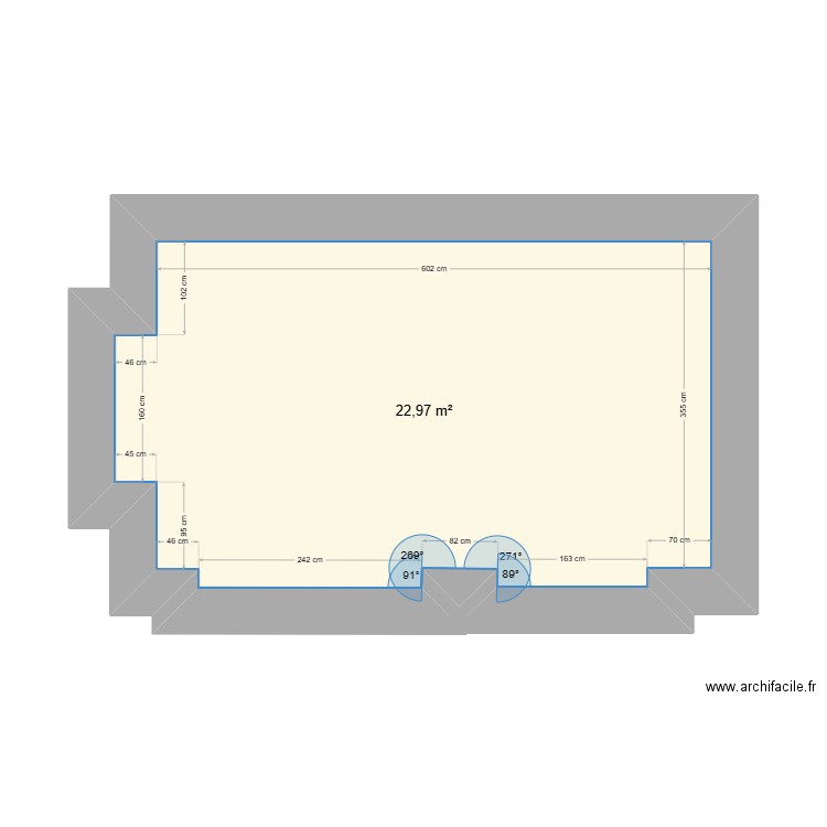 st malo. Plan de 1 pièce et 23 m2