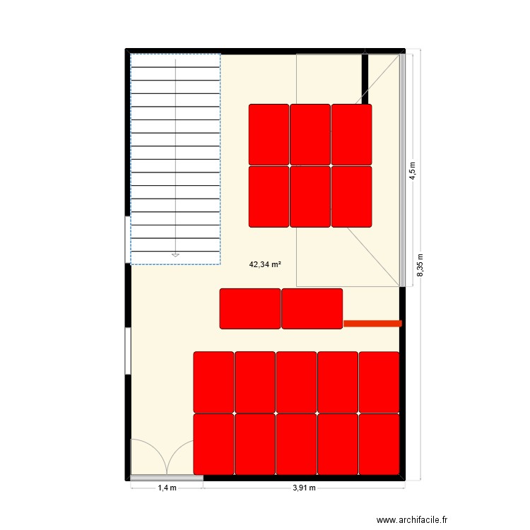 Entrepôt. Plan de 1 pièce et 42 m2