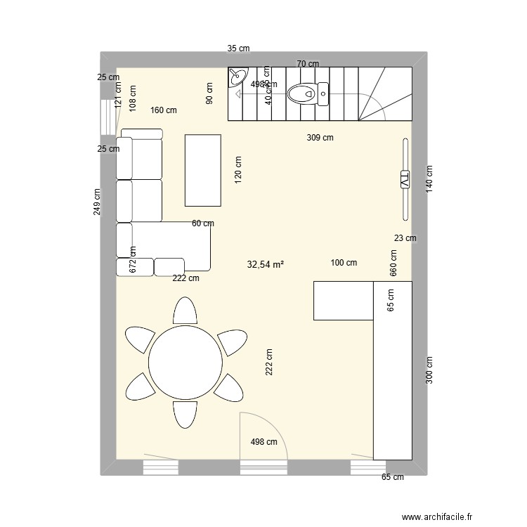 RDC maison V4.2. Plan de 1 pièce et 33 m2