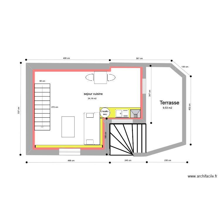 petite maison. Plan de 6 pièces et 27 m2