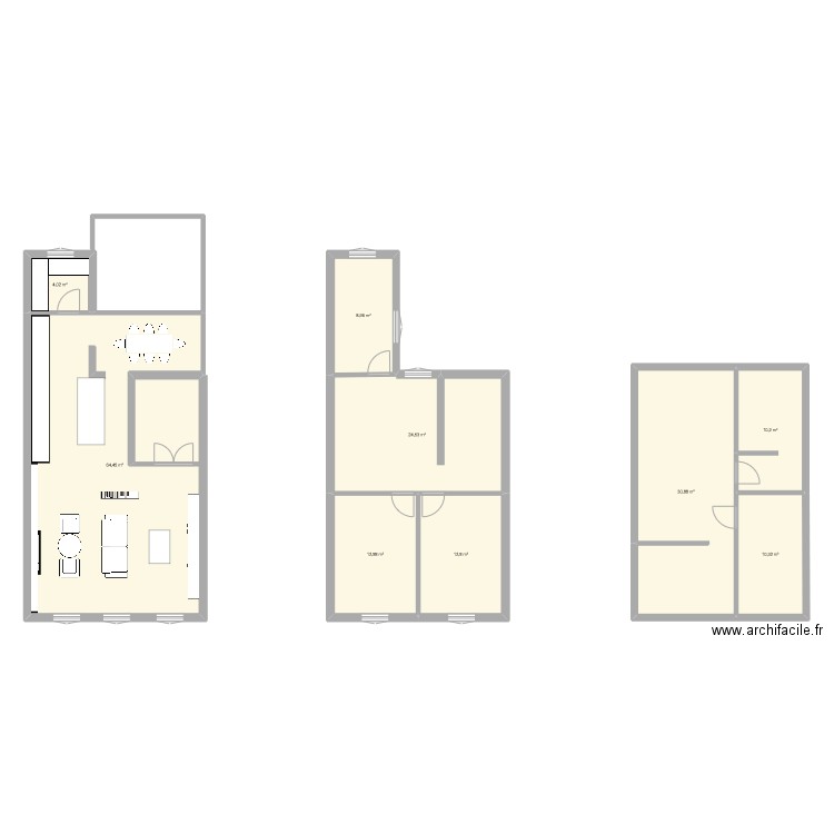 Arquebuse. Plan de 9 pièces et 179 m2