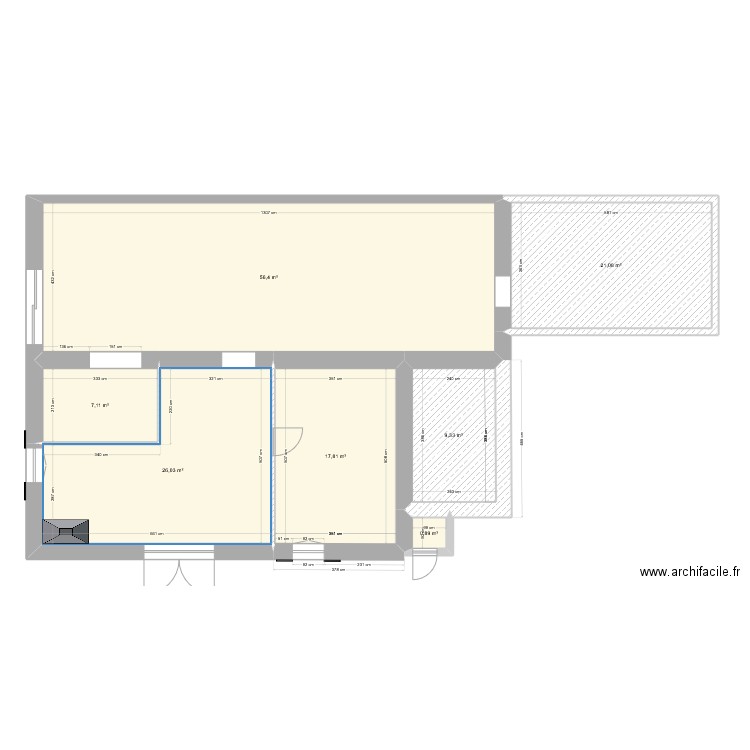 Ebauche Saint Aubin. Plan de 7 pièces et 139 m2