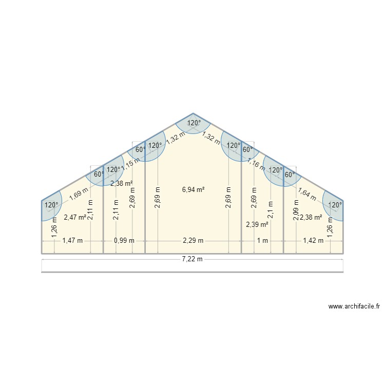 mur bibliothèque. Plan de 5 pièces et 17 m2