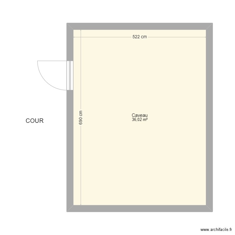 caveau fini. Plan de 1 pièce et 36 m2