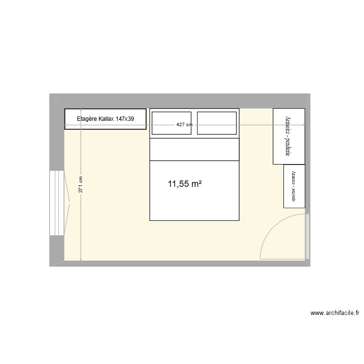 CH 2 Mantes 5 palombe. Plan de 1 pièce et 12 m2