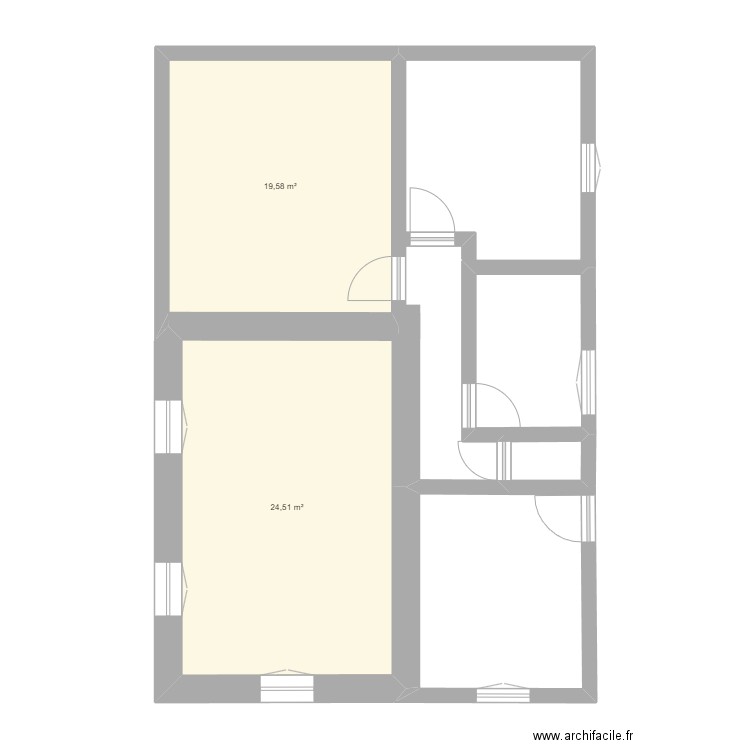 ange1. Plan de 2 pièces et 44 m2