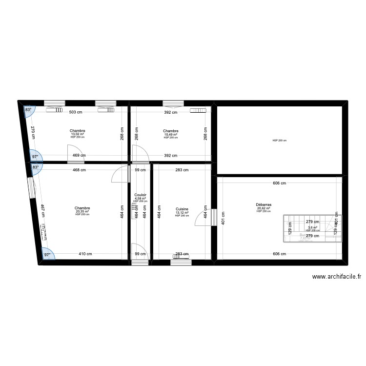 Zaccomere père. Plan de 17 pièces et 213 m2