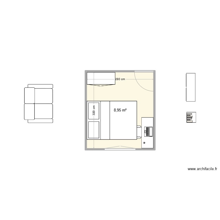 Chambre_Lucas_futur. Plan de 1 pièce et 9 m2