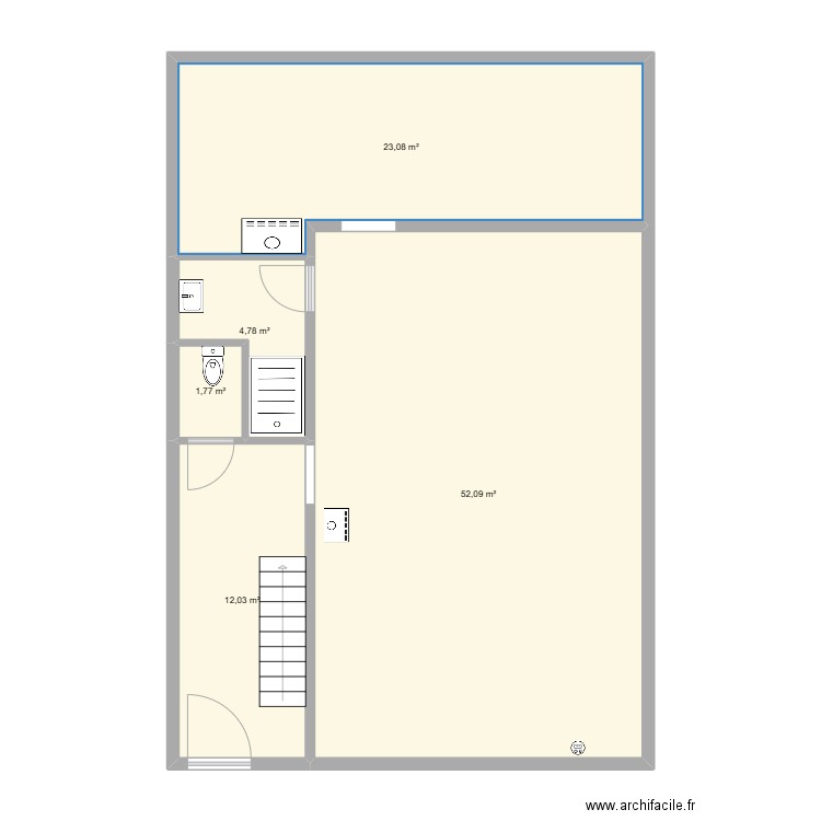 rdc aubenton. Plan de 5 pièces et 94 m2