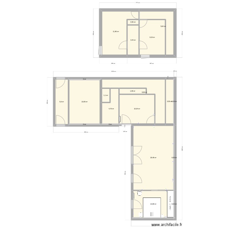 maison2. Plan de 21 pièces et 119 m2