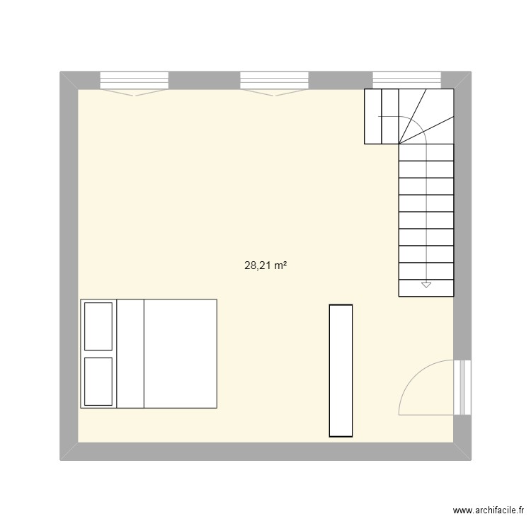 2rms. Plan de 1 pièce et 28 m2