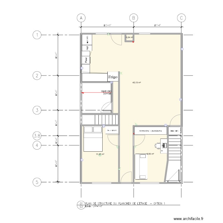 rdc2. Plan de 4 pièces et 67 m2