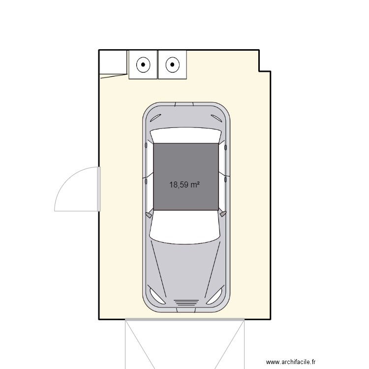 garage. Plan de 1 pièce et 19 m2