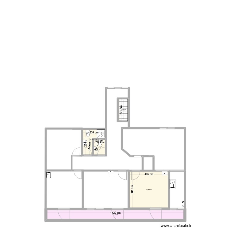 ETAGE VP. Plan de 5 pièces et 37 m2