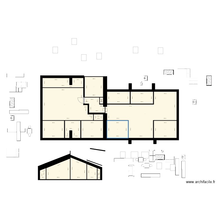 gambetta t. Plan de 19 pièces et 185 m2