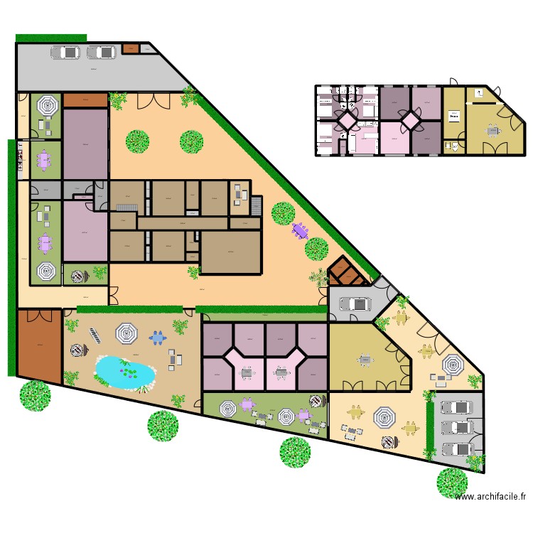 RESTO SUD + 6 CHAMBRES NORD + 2 SALONS 1311. Plan de 79 pièces et 2013 m2