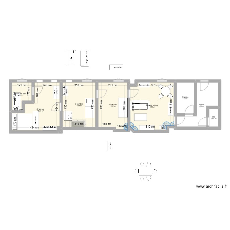 Carré St Louis. Plan de 8 pièces et 80 m2