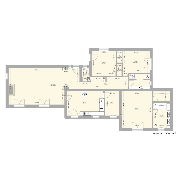 VILLA CABRIS. Plan de 10 pièces et 139 m2