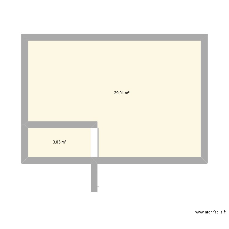 Anglais. Plan de 2 pièces et 32 m2