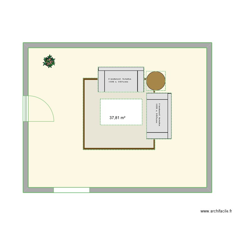 Pippen. Plan de 1 pièce et 38 m2