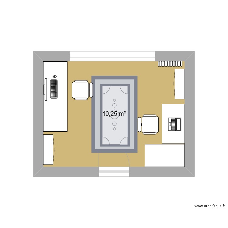 Bureau . Plan de 1 pièce et 10 m2